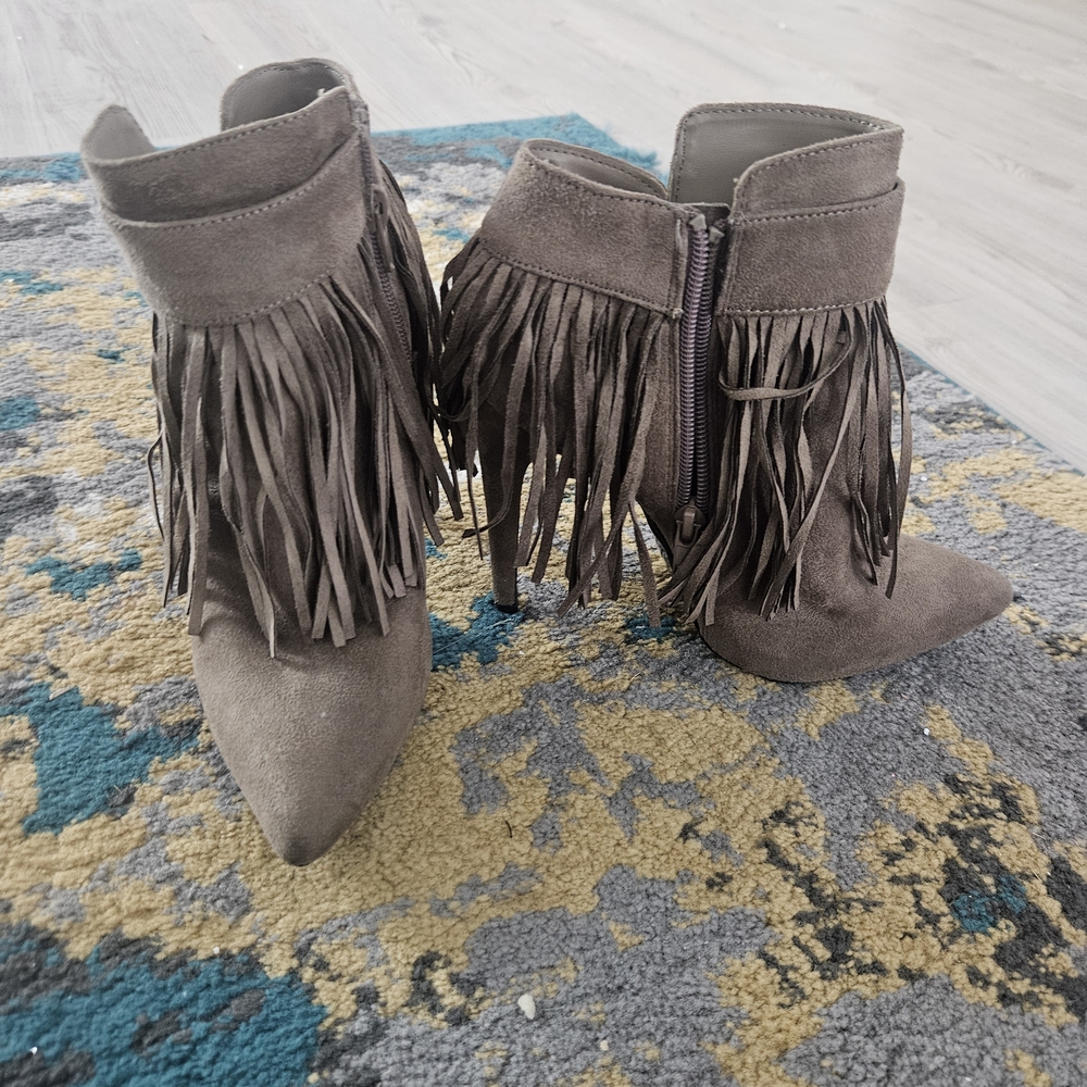 Fringe Suede Ankle Boots
